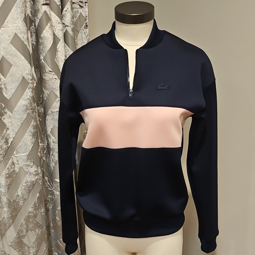 Lacoste Dark Blue and Light Pink Zip Pullover